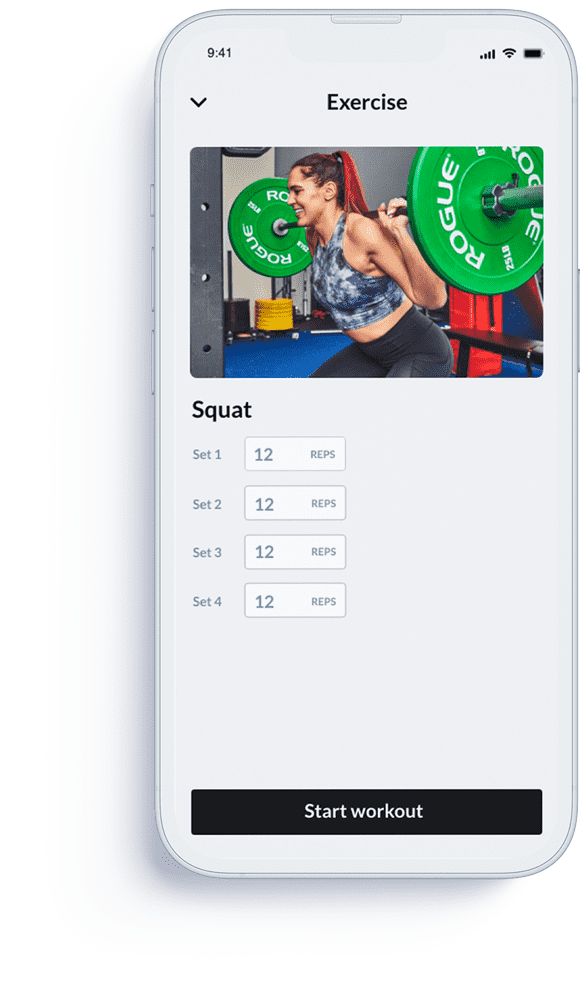 Online coaching app presenting a workout plan instruction video.